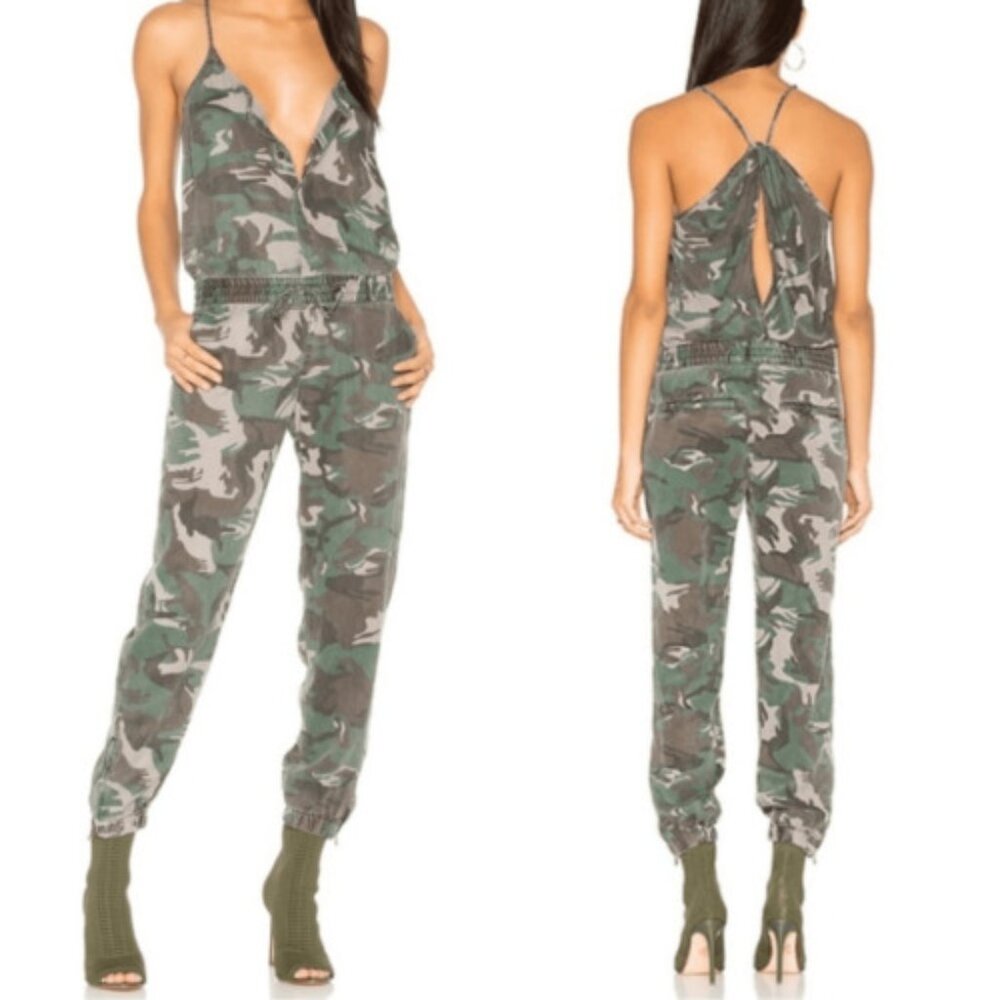 Pam and Gela Camo Strappy Jumpsuit